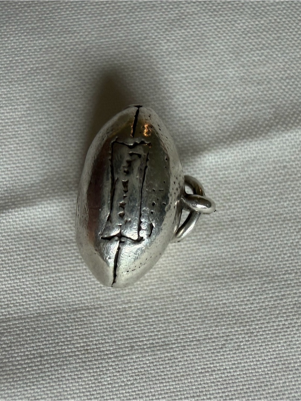 Sterling Silver Football Charm Pendant in Silver